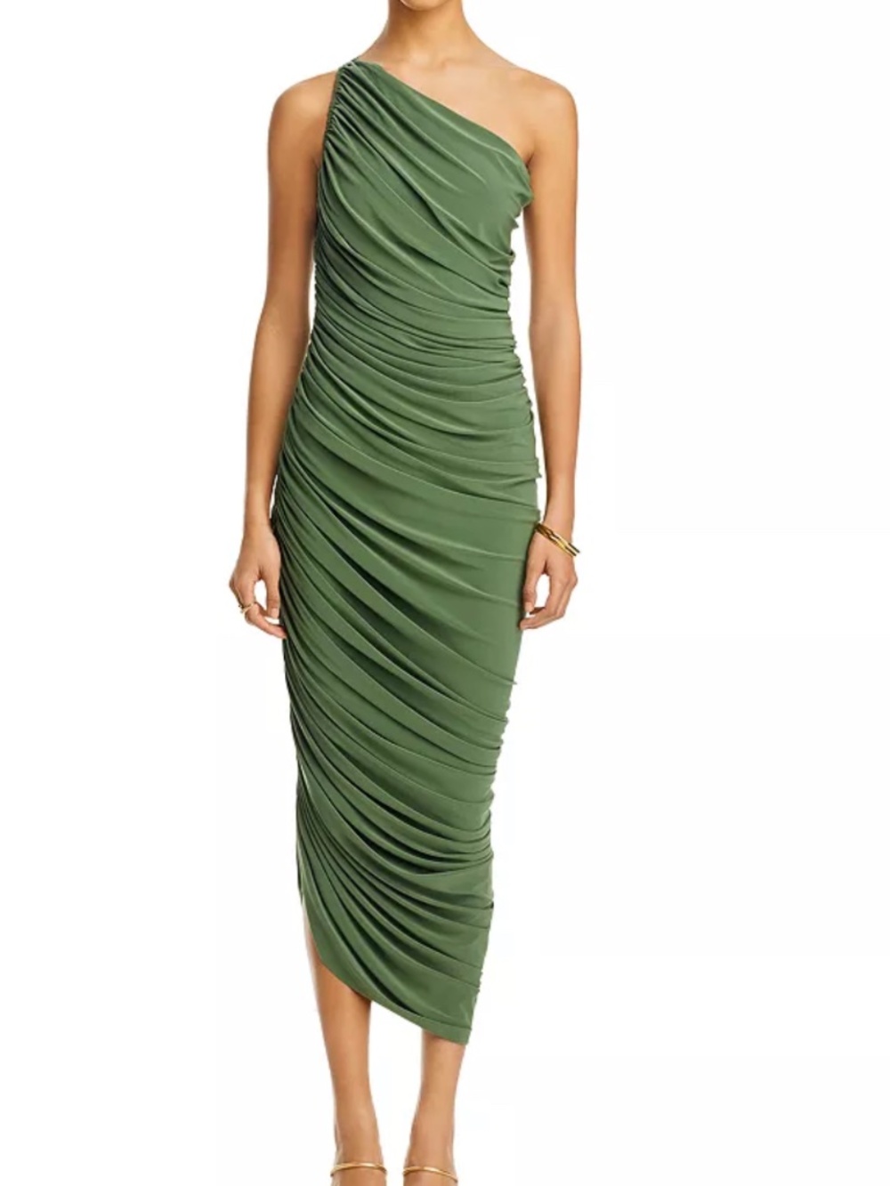 Norma Kamali olive green dress